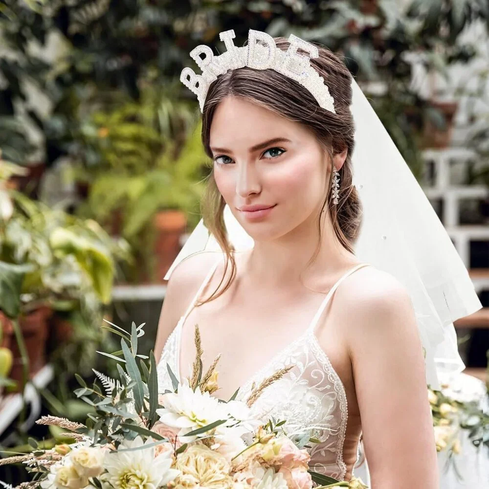 Pearl Bride Headband with Veil Heart Shaped Pearl Sunglasses for Wedding